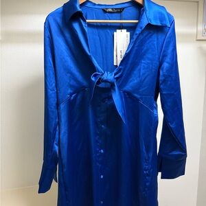 Zara Royal Blue Satin Shirt